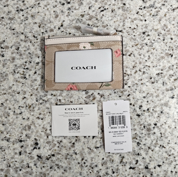 Coach Mini Skinny Id Case In Signature Canvas With Floral Print - Picture 5 of 7